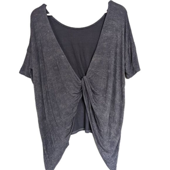 MOD Mineral Wash Open Back Twist Top Dolman Sleeve Boho Gray Size Small S - Picture 3 of 5